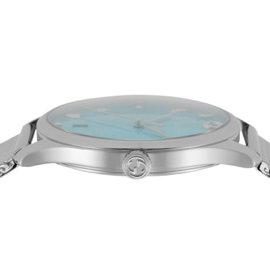 Gucci G-Timeless Turquiose Mother of Pearl Dial Silver Mesh Bracelet Watch For Women - YA1264039