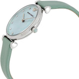 Emporio Armani Gianni T Bar Mother Of Pearl Blue Dial Blue Leather Strap Watch For Women - AR1959