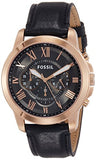 Fossil Grant Chronograph Grey Dial Black Leather Strap Watch for Men - FS5085