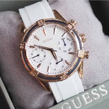 Guess Catalina White Dial White Silicon Strap Watch For Women - W0562L1