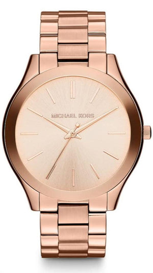 Michael Kors Slim Runway Rose Gold Dial Rose Gold Steel Strap Watch for Women - MK3197