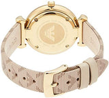 Emporio Armani Gianni T Bar Analog Silver Dial Beige Leather Strap Watch For Women - AR11127