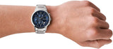 Emporio Armani Renato Chronograph Quartz Blue Dial Black Steel Strap Watch For Men - AR11215