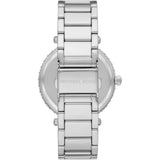 Michael Kors Parker Three Hand Mother of Pearl White Dial Silver Steel Strap Watch For Women - MK4694