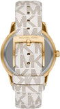 Michael Kors Tibby Multifunction Silver Dial White Leather Strap Watch For Women - MK6967