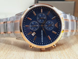 Emporio Armani Renato Chronograph Blue Dial Two Tone Steel Strap Watch For Men - AR80025