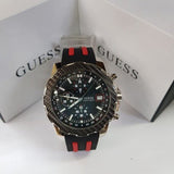 Guess Octane Chronograph Black Dial Two Tone Silicone Strap Watch For Men - W1047G1