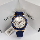 Guess Overdrive White Dial Blue Rubber Strap Watch for Women - W0149L5