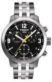 Tissot PRC 200 Chronograph Black Dial Silver Steel Strap Watch For Men - T055.417.11.057.00