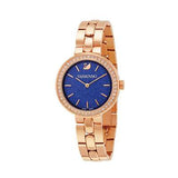 Swarovski Daytime Glittering Blue Dial Rose Gold Steel Strap Watch for Women - 5182277