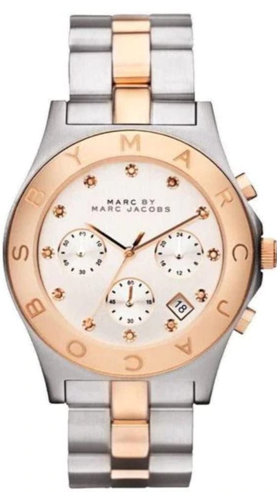 Marc Jacobs Blade Chronograph Silver Dial Two Tone Steel Strap Watch for Women - MBM3178