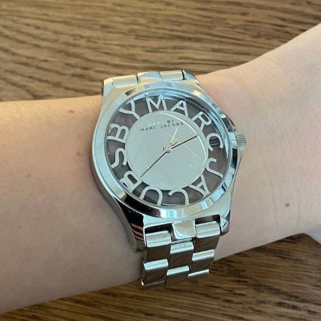 Marc Jacobs Henry Transparent Silver Dial Silver Stainless Steel Strap Watch for Women - MBM3205