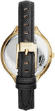 Michael Kors Slim Runway Quartz Gold Dial Black Leather Strap Watch For Women - MK2392