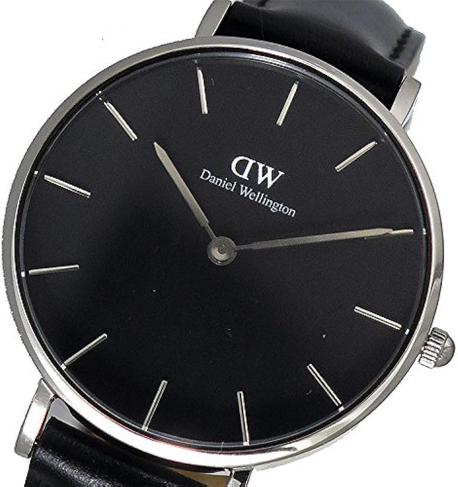 Daniel Wellington Petite Sheffield Black Dial Black Leather Strap Watch For Women - DW00100180