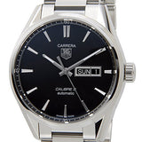 Tag Heuer Carrera Calibre 5 Automatic Black Dial Silver Steel Strap Watch for Men - WAR201A.BA0723