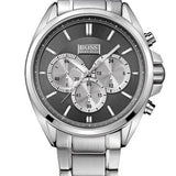 Hugo Boss Driver Black Dial Silver Steel Strap Watch for Men - 1512883