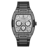 Guess Phoenix Multifunction Crystals Silver Dial Black Steel Strap Watch For Men - GW0094G3