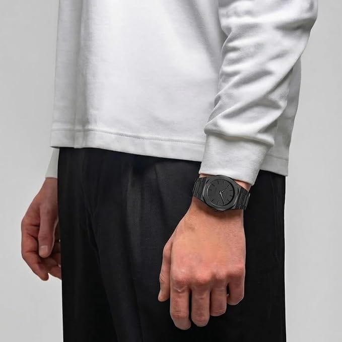 D1 Milano Ultra Thin Anthracite Gray Dial Gray Steel Strap Watch for Men - D1-UTBJ22
