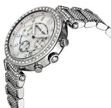 Michael Kors Parker Mother of Pearl Dial Diamonds Silver Steel Strap Watch for Women - MK5572