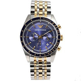 Emporio Armani Tazio Chronograph Blue Dial Two Tone Stainless Steel Watch For Men - AR6088