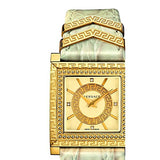 Versace DV-25 Gold Dial Off White Leather Strap Watch for Women - VQF030015