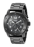 Fossil Machine Chronograph Black Dial Black Steel Strap Watch for Men - FS4927