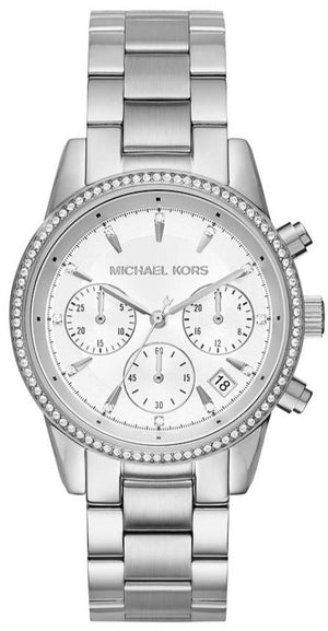 Michael Kors Ritz Silver Dial Silver Steel Strap Watch for Women - MK6428