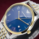 Emporio Armani Classic Quartz Blue Dial Two Tone Steel Strap Watch For Men - AR1868