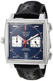 Tag Heuer Monaco Automatic Chronograph Blue Dial Black Leather Strap Watch for Men - CAW211P.FC6356