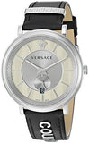 Versace V-Circle Black Manifesto Courage Quartz Silver Dial Black Leather Strap Watch for Men - VBQ080017