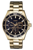 Guess BFF Multifunction Black Dial Gold Steel Strap Watch for Women - W0231L3