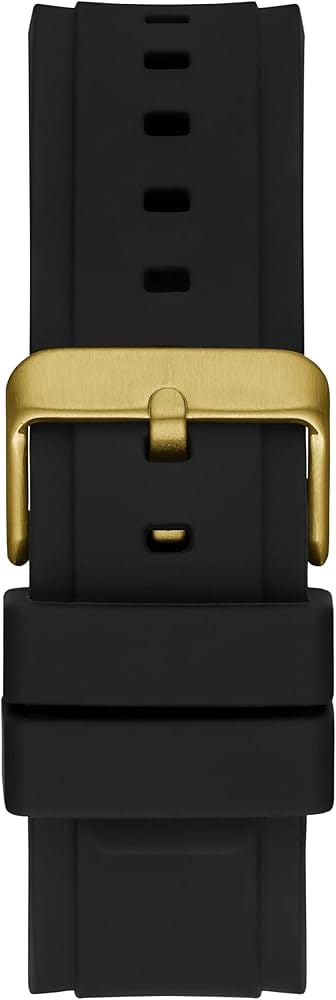 Guess Matrix Multifunction Gold Dial Black Rubber Strap Watch For Men - GW0423G2