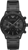 Emporio Armani Mario Chronograph Black Dial Black Steel Strap Watch For Men - AR11242