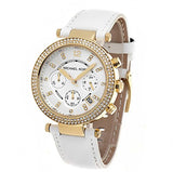 Michael Kors Parker White Dial with Diamonds White Leather Strap Watch for Women - MK2290