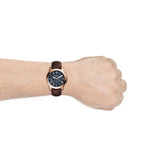 Fossil Grant Chronograph Blue Dial Brown Leather Strap Watch for Men - FS5068