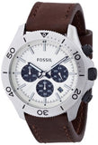 Fossil Retro Traveler Chronograph White Dial Brown Leather Strap Watch for Men - CH2886