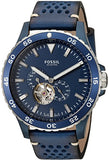 Fossil Crewmaster Sports Automatic Blue Dial Blue Leather Strap Watch for Men - ME3149