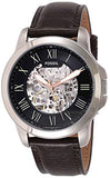 Fossil Grant Automatic Skeleton Black Dial Brown Leather Strap Watch for Men - ME3100