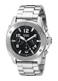 Fossil Modern Machine Black Dial Silver Steel Strap Watch for Men - FS4926