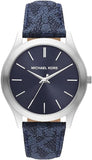 Michael Kors Slim Runway Analog Blue Dial Blue Leather Strap Watch For Men - MK8907