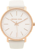 Michael Kors Pyper Quartz White Dial White Leather Strap Watch For Women - MK2800