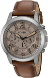 Fossil Grant Chronograph Brown Dial Brown Leather Strap Watch for Men - FS5214