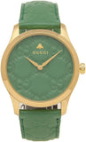 Gucci G Timeless Quartz Green Dial Green Leather Strap Watch For Women - YA1264099