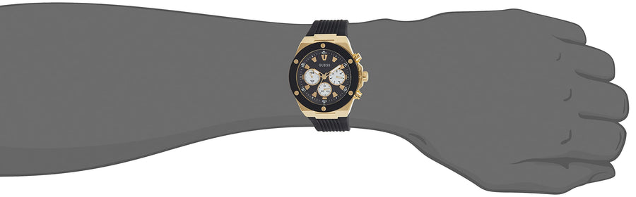 Guess Poseidon Chronograph Black Dial Black Rubber Strap Watch for Men - GW0057G1