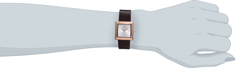 Calvin Klein Mark White Dial Brown Leather Strap Watch for Women - K3R236G6