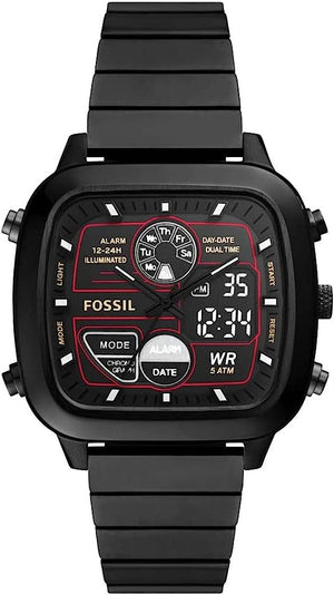 Fossil Retro Analog-Digital Black Dial Black Steel Strap Watch for Men - FS5891