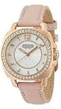 Coach Boyfriend Mother of Pearl White Dial Pink Leather Strap Watch for Women - 14503151