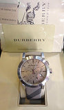 Burberry The City Smoke Dial Checked Brown Leather Strap Watch for Men - BU9358