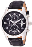 Guess Exec Chronograph Quartz Black Dial Black Leather Strap Watch for Men - W0076G1