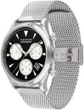 Movado Heritage Calendoplan Chronograph Black Dial Silver Mesh Strap Watch for Men - 3650097